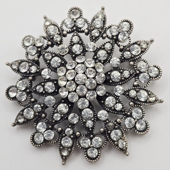 Fashion Jewelry Jewelry - Vintage‎ Sunburst Brooch Women Silver Rhinestone Sparkling Statement